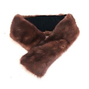 Genuine Brown Mink Neck Wrap Scarf Saks Fifth Ave Made in USA Adjustable